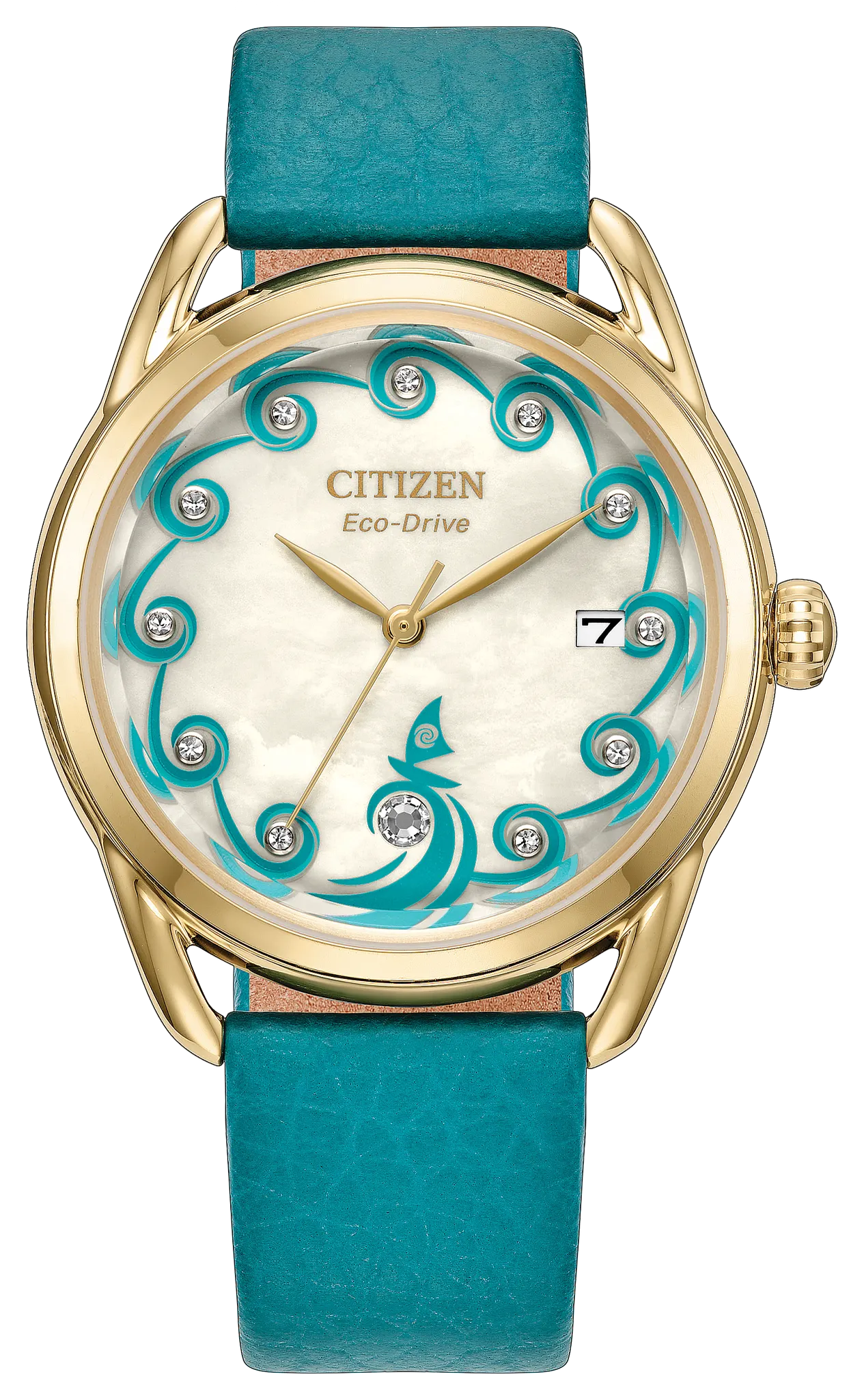 小物 Ocean Leather Moana's Ocean Adventure Champagne Dial Leather Strap FE6182-46Y